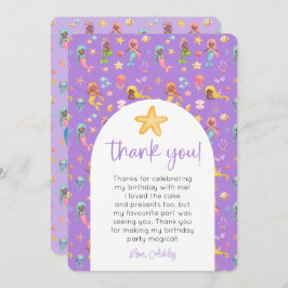 Convites Mermaid Aniversário Foto Obrigado