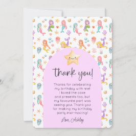 Convites Mermaid Aniversário Foto Obrigado