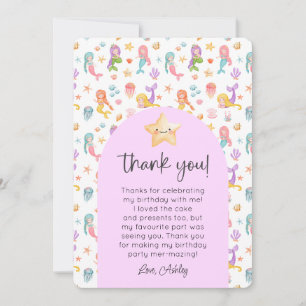 Convites Mermaid Aniversário Foto Obrigado