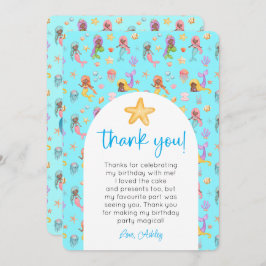 Convites Mermaid Aniversário Foto Obrigado