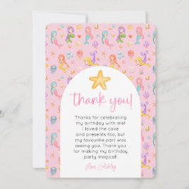 Convites Mermaid Aniversário Foto Obrigado