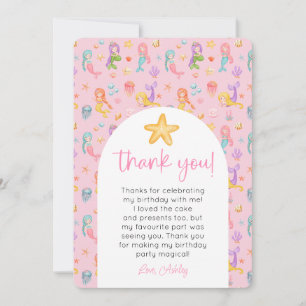 Convites Mermaid Aniversário Foto Obrigado