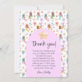 Convites Mermaid Aniversário Foto Obrigado