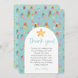 Convites Mermaid Aniversário Foto Obrigado