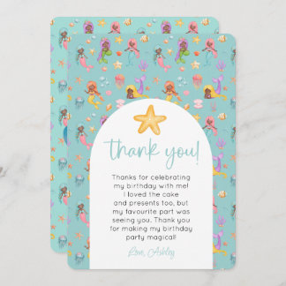 Convites Mermaid Aniversário Foto Obrigado