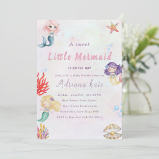 Convites Mermaid Baby Shower Under the Sea Baby Girl Invita