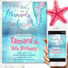 Convites Mermaid Bash Birthday