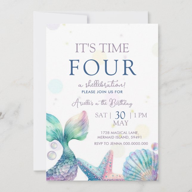 Convites Mermaid Birthday (Frente)