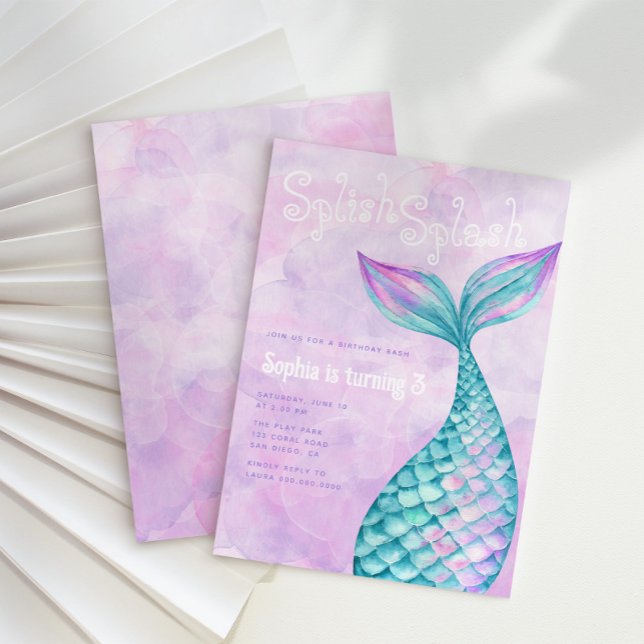 Convites Mermaid Birthday (Criador carregado)