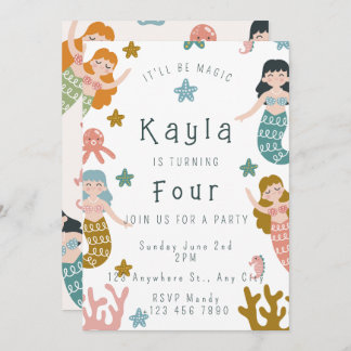 Convites Mermaid Birthday Invitation