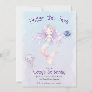Convites Mermaid Birthday Invitation