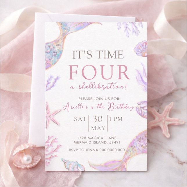 Convites Mermaid Birthday Invitation (Criador carregado)