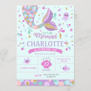 Convites Mermaid Birthday Invoca Sereia