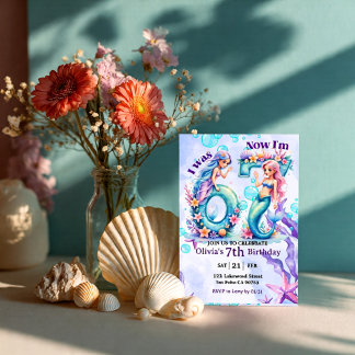 Convites Mermaid Birthday Numbers 67 Kids