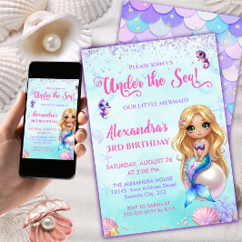 Convites Mermaid Birthday - Under the Sea Splish Splash