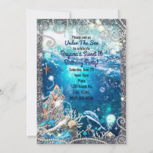 Convites Mermaid Fantasy Blonde Encantada Sea Sweet 16
