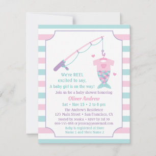 Convites Mermaid Fishing Themed Baby Shower Invitations
