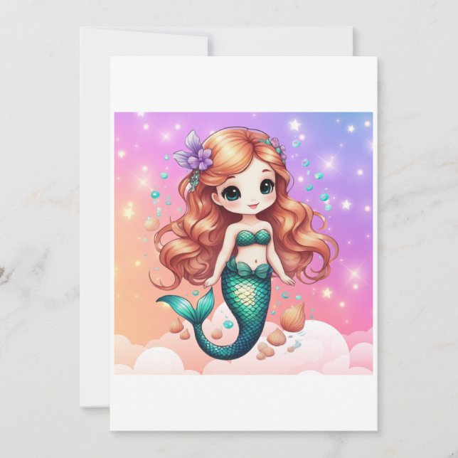 Convites mermaid illustration (Frente)