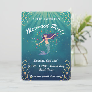Convites Mermaid Magic Birthday Invite
