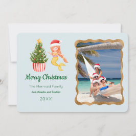 Convites Mermaid Merry Christmas Photo Greeting Card