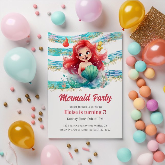 Convites Mermaid Party (Criador carregado)