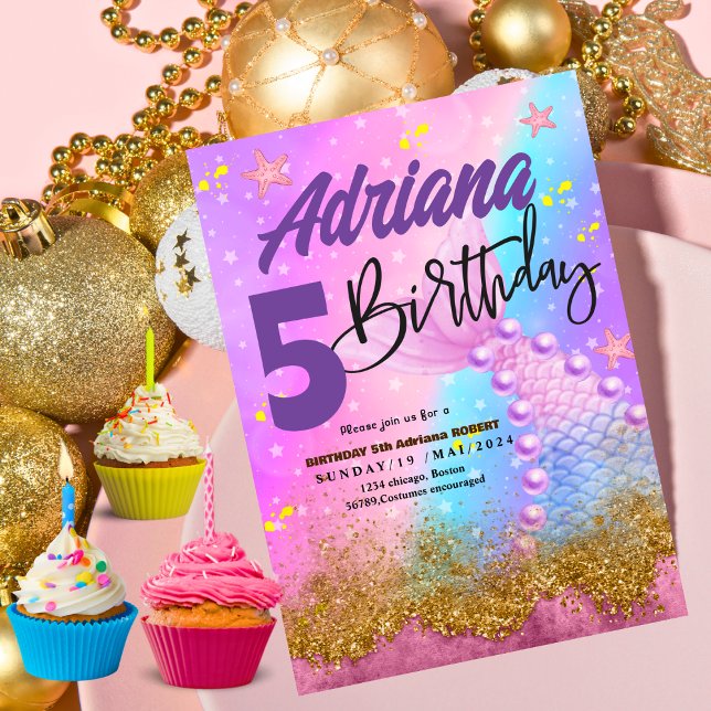 Convites Mermaid Piscina Sea Party - Bright (Criador carregado)