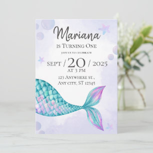 Convites mermaid primeiro aniversario