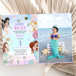 Convites Mermaid primeiro aniversario Oneder Partido do Mar