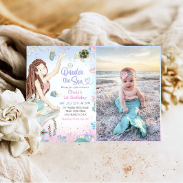 Convites Mermaid primeiro aniversario Oneder The Sea Party