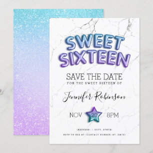 Convites Mermaid Sweet 16 Salve A Glitter Dos Balões De Dat
