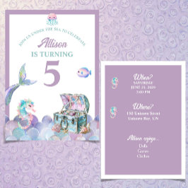 Convites Mermaid Tail Purple Girly Birthday Invitation