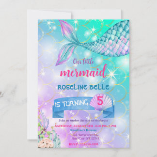 Convites Mermaid Under The Sea  Birthday