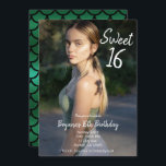 Convites Mermaid Verde Foto Moderna Festa Sweet 16<br><div class="desc">Personalizar para qualquer evento.</div>