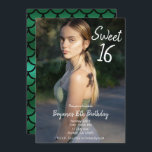 Convites Mermaid Verde Foto Moderna Festa Sweet 16<br><div class="desc">Personalizar para qualquer evento.</div>