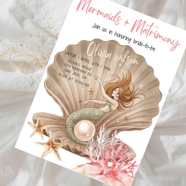 Convites Mermaids + Matrimony Bridal Shower Party (Criador carregado)