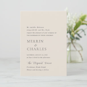 Convites Merrin Beige Elegant Wedding