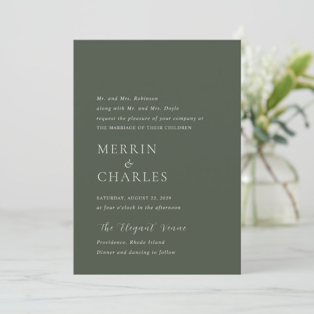 Convites Merrin Moss Elegant Wedding (Em pé/Frente)