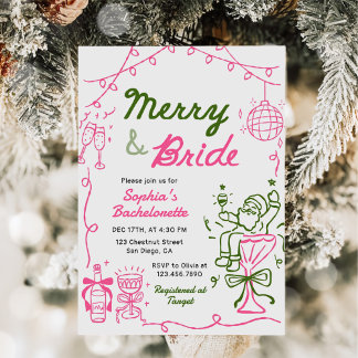 Convites Merry And Bride Christmas Bachelorette Party