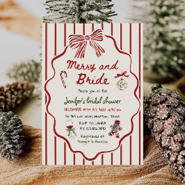Convites Merry and Bride Hand Drawn Christmas Bridal Shower