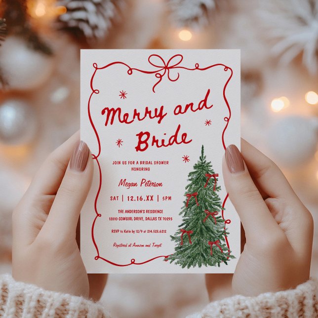 Convites Merry and Bride Whimsical Holiday Bridal Shower (Criador carregado)