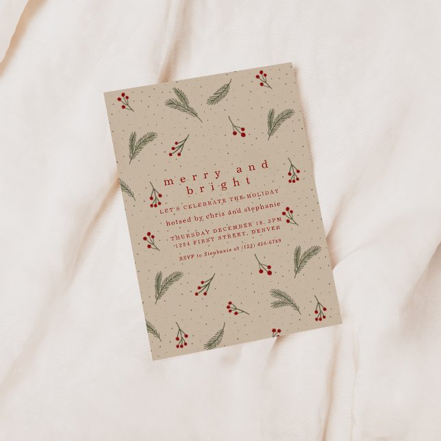 Convites Merry and Bright Holiday Christmas Invite (Criador carregado)