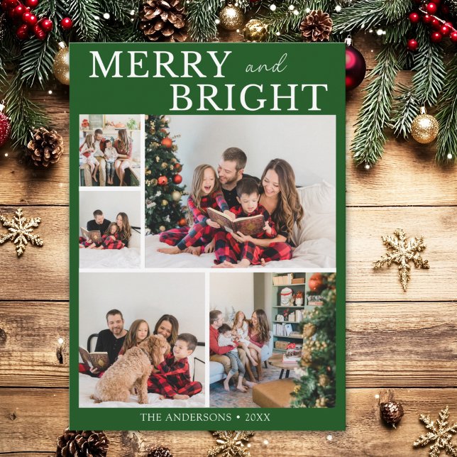 Convites Merry and Bright Minimalist photo Family Christmas (Criador carregado)