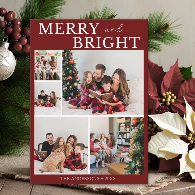 Convites Merry and Bright Minimalist photo Family Christmas (Criador carregado)