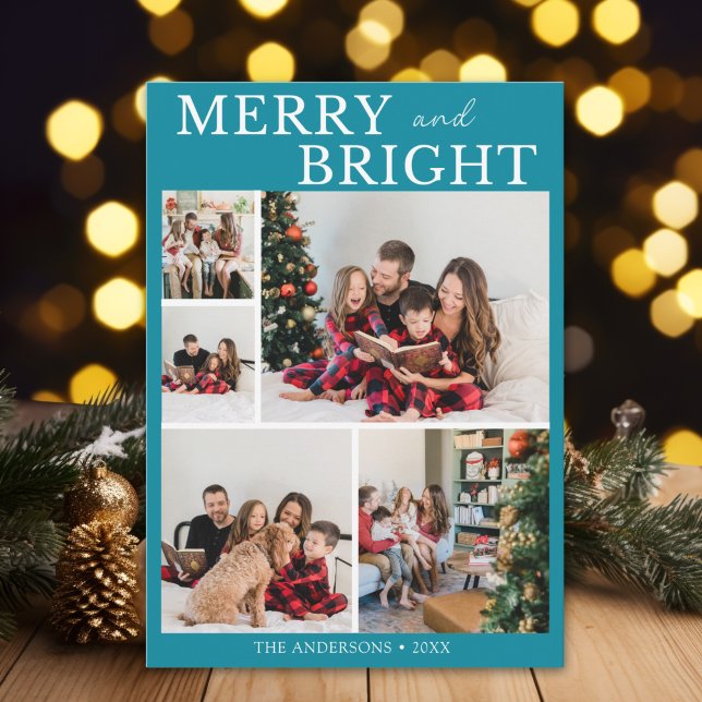Convites Merry and Bright Minimalist photo Family Christmas (Criador carregado)