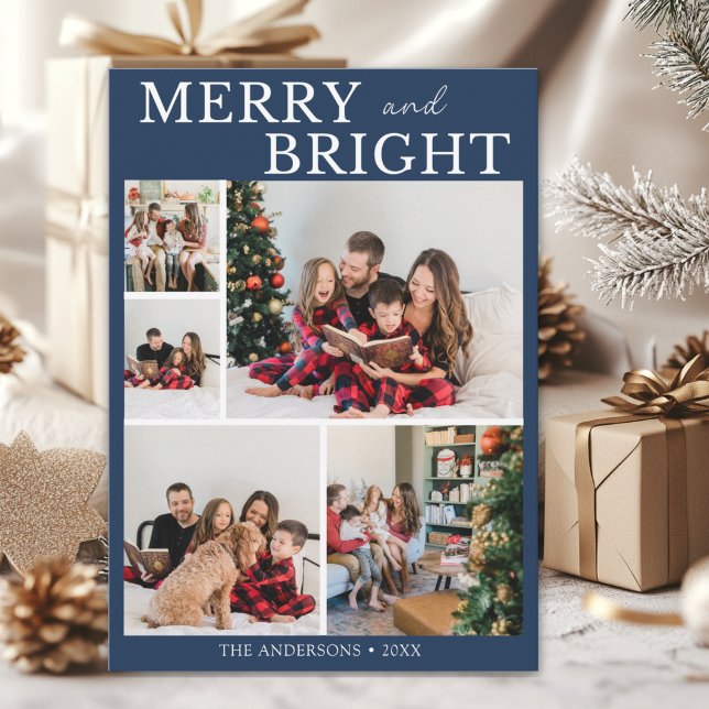 Convites Merry and Bright Minimalist photo Family Christmas (Criador carregado)
