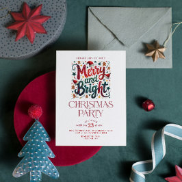 Convites Merry and Bright Retro Typography Party Invite