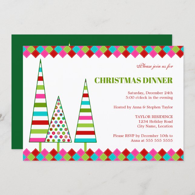 Convites Merry & Bright Christmas Holiday Invitation (Frente/Verso)
