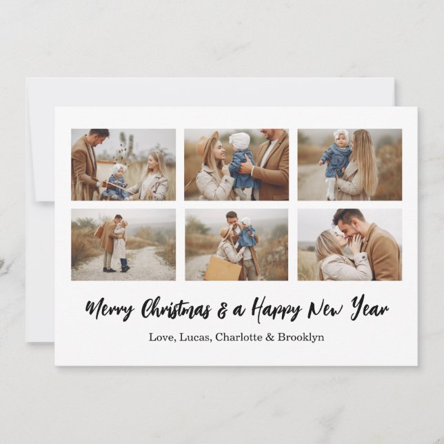 Convites Merry Christmas 6 Photo Collage  (Frente)