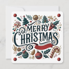 Convites Merry Christmas Festive Ornamental Invitation Card