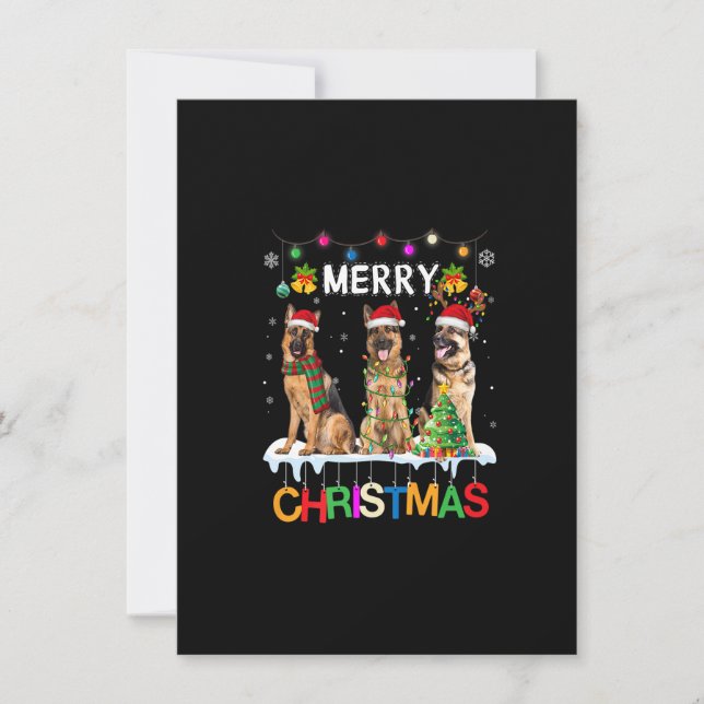Convites Merry Christmas German Shepherd Santa Christmas Tr (Frente)